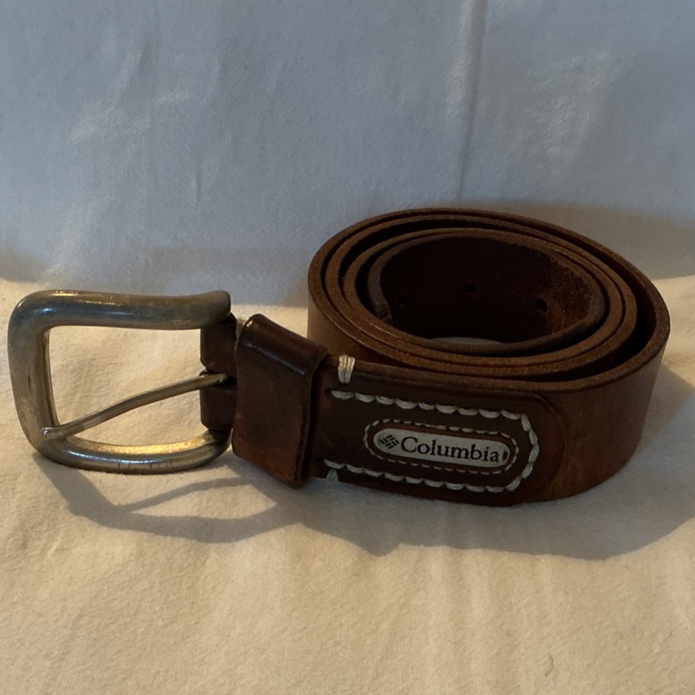 Columbia Brown Leather Belt with Silver Buckle